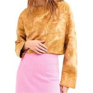 Free People Tie-Dye Cropped Sweatshirt - Tan
